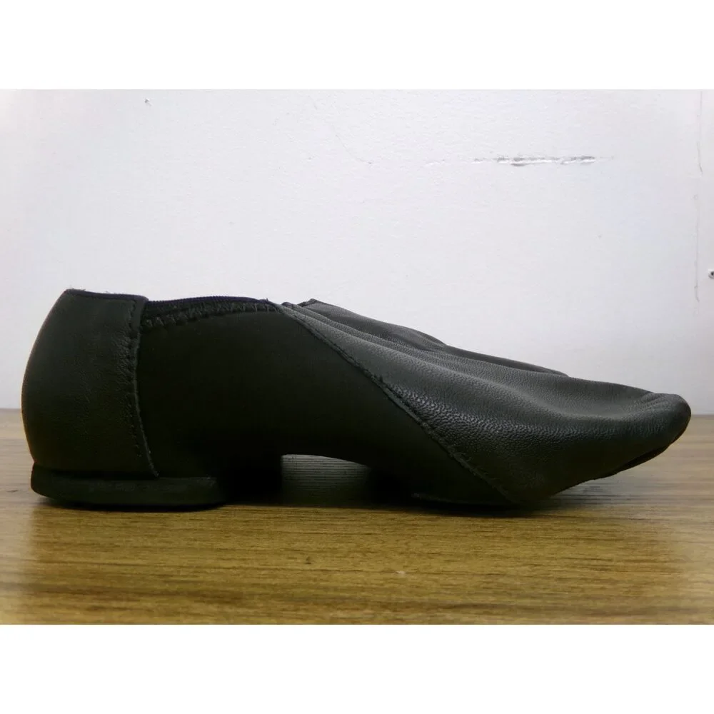 Pre-Owned Dance Jazz Shoes So Danca 4M JZ43 Black Kids Pull On Leather Split So